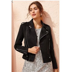 Zipper decoration solid biker jacket